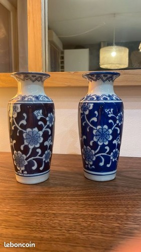 Paire vases porcelaine - vases, en