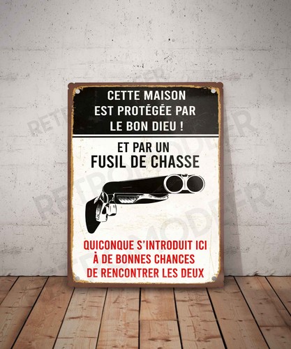 Plaque métal vintage fusil - , de
