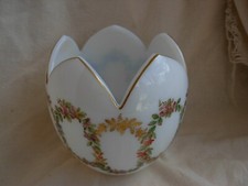 ANTIQUE FRENCH HAND PAINTED OPALINE SHADE FOR OIL LAMP,LATE19th.