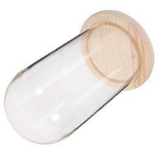 Vitrine en verre transparent avec base en bois, revêtement d'affichage en