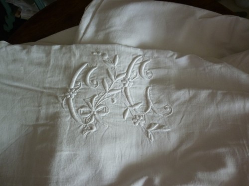Drap coton ancien monogramme - ancien,
