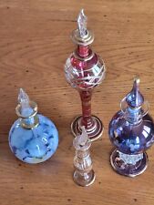 Flacon à Parfum en Verre Soufflé Ancien Lot de 4 Hauteur de 11,4 à 20,4 cm