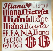 12" Sheet of Vinyl Monograms &