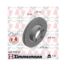 Disque De Frein Zimmermann 460.1590.20 Coat Z pour Porsche