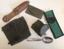 FOND DE TIROIR - guêtre allemande, cuillère, étui poignard etui, anti requin etc