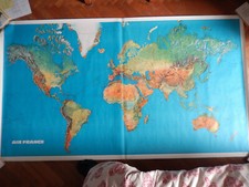 Carte Planisphère AIR FRANCE années 1970s - Graindorge Imp. Perceval