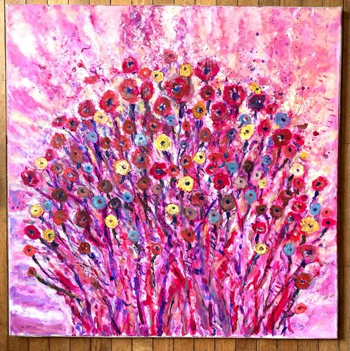 Grand tableau bouquet fleurs - tableau,