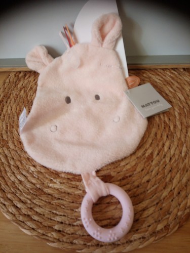 Doudou plat hippopotame - , rose