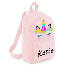 Personnalisé Enfants Sac à Dos Rose Nom Licorne Filles Back to School