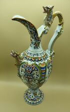 Faience De  Rouen grande Aiguiere  49 cm chimères et Fleurs