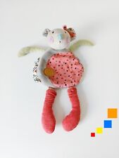 Doudou Plat Rond Souris Beige Gris Rose Pois Les Jolis Trop Beaux - Moulin Roty