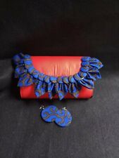 Ensemble sac pochette, magnifiquement fait main rouge et bleu africain/ankara.