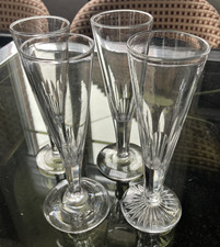 Lot 4 Anciennes Flutes Champagne Verre Cristal XVIII XIXème