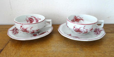 Partie de Service Fleurs Roses Porcelaine de Limoges Bernardaud Tasses Chocolat