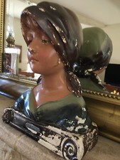 Buste plâtre polychrome,  jeune fille "au village" n° 232- France début XX ème.