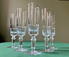 5 flûtes à Champagne cristal fin XIXème Baccarat Saint Louis (? )- H : 18,2 cm