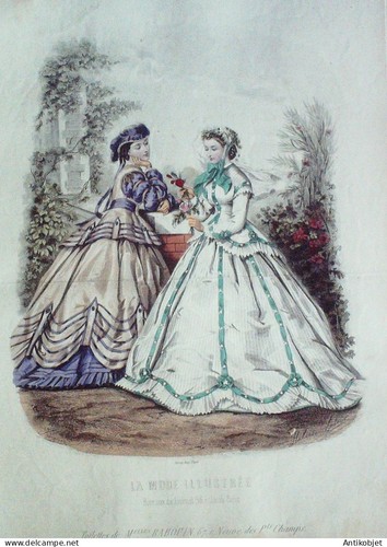 Gravure mode illustree - gravure, 1865