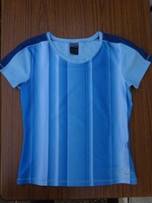 Tee shirt manches courtes maillot bleu rayures stretch NIKE DRI FIT 46 / 48 TBE