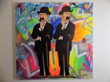 Tableau TINTIN DUPOND ET DUPONT 80x80 cm YORIS tag street art toile oeuvre Herge