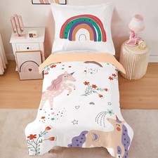 Housse De Couette 140×200 Enfant Fille Licorne Parure De Lit 1 Personne avec ...