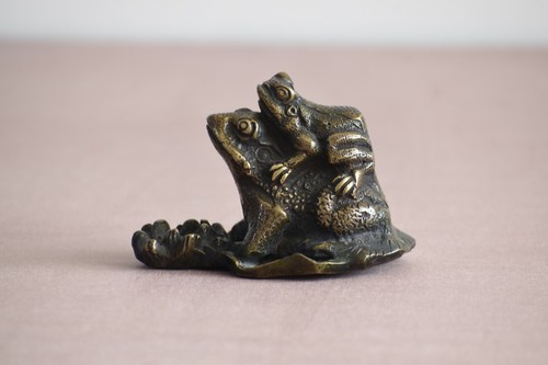 6cm bronze grenouille statue - bronze,