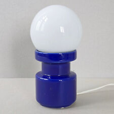 LAMPE VINTAGE SPACE AGE 1960 EN CERAMIQUE BLEUE & GLOBE VERRE 60S RETRO 1960S