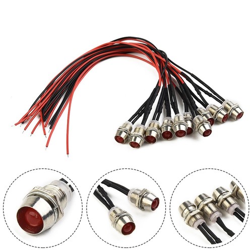 10pcs rouge 8mm 12v led - 10pcs,