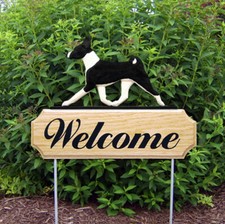 Panneau De Bienvenue En Bois Basenji Noir/Blanc