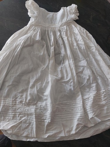 Robe ancienne poupée baptême - robe,