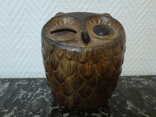 CHOUETTE Tirelire en grès sous la forme d'une chouette en bon état