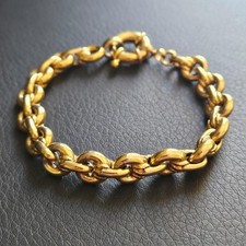 Bracelet robuste maille marine imposant fermoir plaqué or vintage