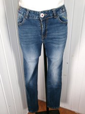 Pantalon skinny taille basse jean délavé stretch DESIGUAL W26 34/36 brodé fleurs