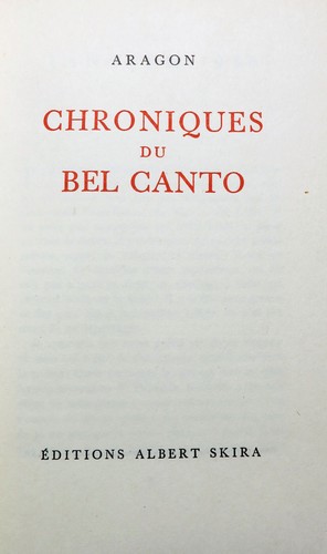 Aragon chroniques bel - aragon/chroniques,