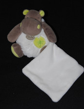 ?Peluche doudou hippopotame Bazile BABY'NAT boule mouchoir feuille 12 cm TTBE