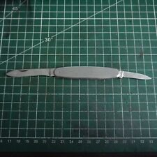 Ancien petit canif, acier inox, 2 lames, taille-plume, argenté