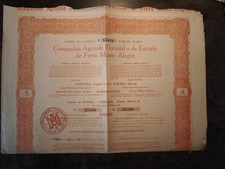 Action Au Porteur Brésilienne Compagnie Agricole Monte Alegre