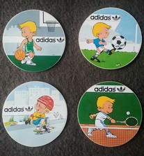 LOT de 4 Autocollants ADIDAS - Foot, Basket, Tennis, Skate - Années 70/80