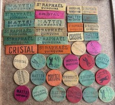 Lot 40 anciens jetons de belote Publicitaire en bois Coinche Nain Jaune Bistrot