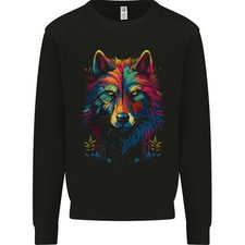 Sweat À Capuche Pour Hommes Avec Un Visage De Loup Fantaisie Coloré