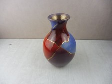 Vase en terre cuite décor peint main, or pur, Ernenwein Marmoutier Alsace 