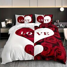 PARURE HOUSSE DE COUETTE + 2 TAIES TAILLE AU CHOIX SAINT VALENTIN LOVE COEUR