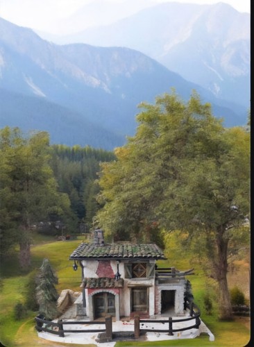 Crèche maison diorama - maison,