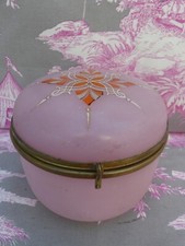Boite en Opaline ROSE Vintage Pink Vaseline Box very good condition bon état