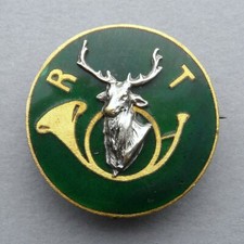 French, Antique Enamel Brooch. Hunting, Deer, Horn. Medal, Pin.