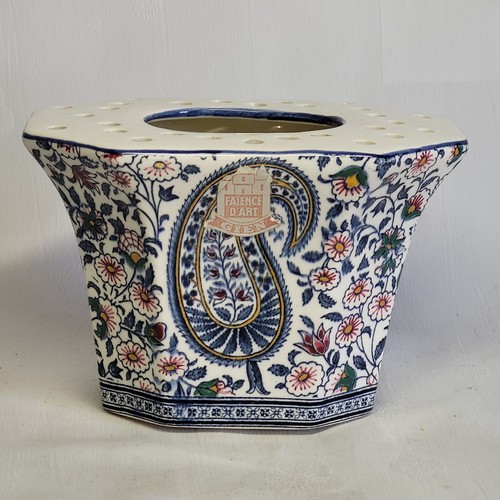 07k9 ancien vase - pique, fleurs