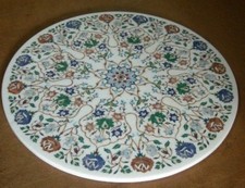 36 " Marbre Blanc Table Top Incrustation Art Dîner Handmade Décor Loisirs