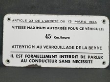 Ancienne plaque ou tôle émaillée garage atelier wagon train benne camion chariot