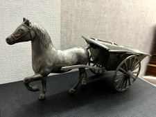 Cheval et Charrette en étain Massif Vintage