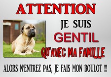 plaque alu attention chien cane corso masque fauve 29 X 20 angles percés réf 86