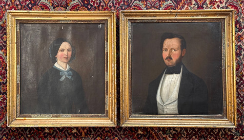 Paire portraits peinture - portraits,